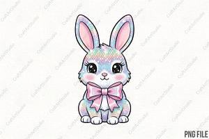 Sparkly Dazzle Coquette Easter Bunny, an Illustration by CraftArtStudio
