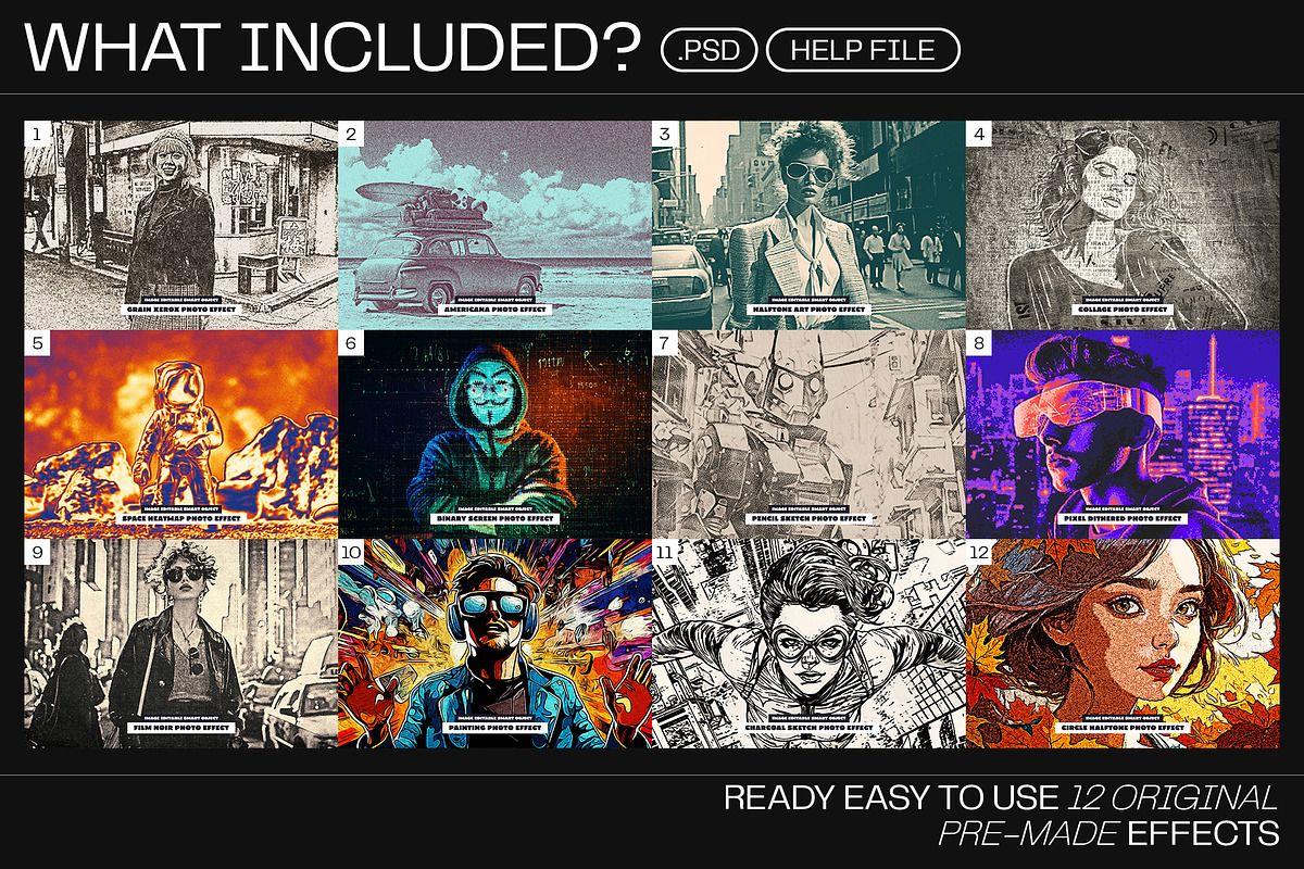 12 Photo Effect Templates, a Layer Style Add-On by iDoodle Studio (Photo 2 of 6)