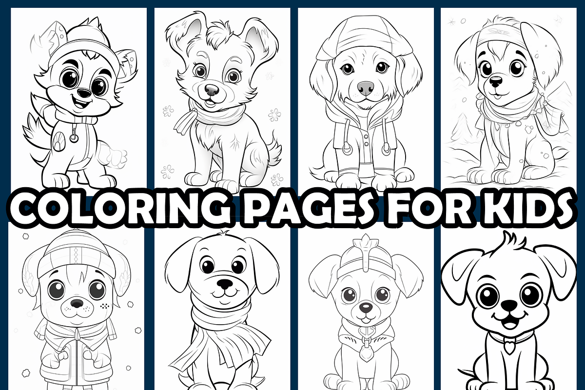 Winter Puppy Parade Coloring Pages F, an Animal Illustration by maggiesar (Photo 3 of 4)