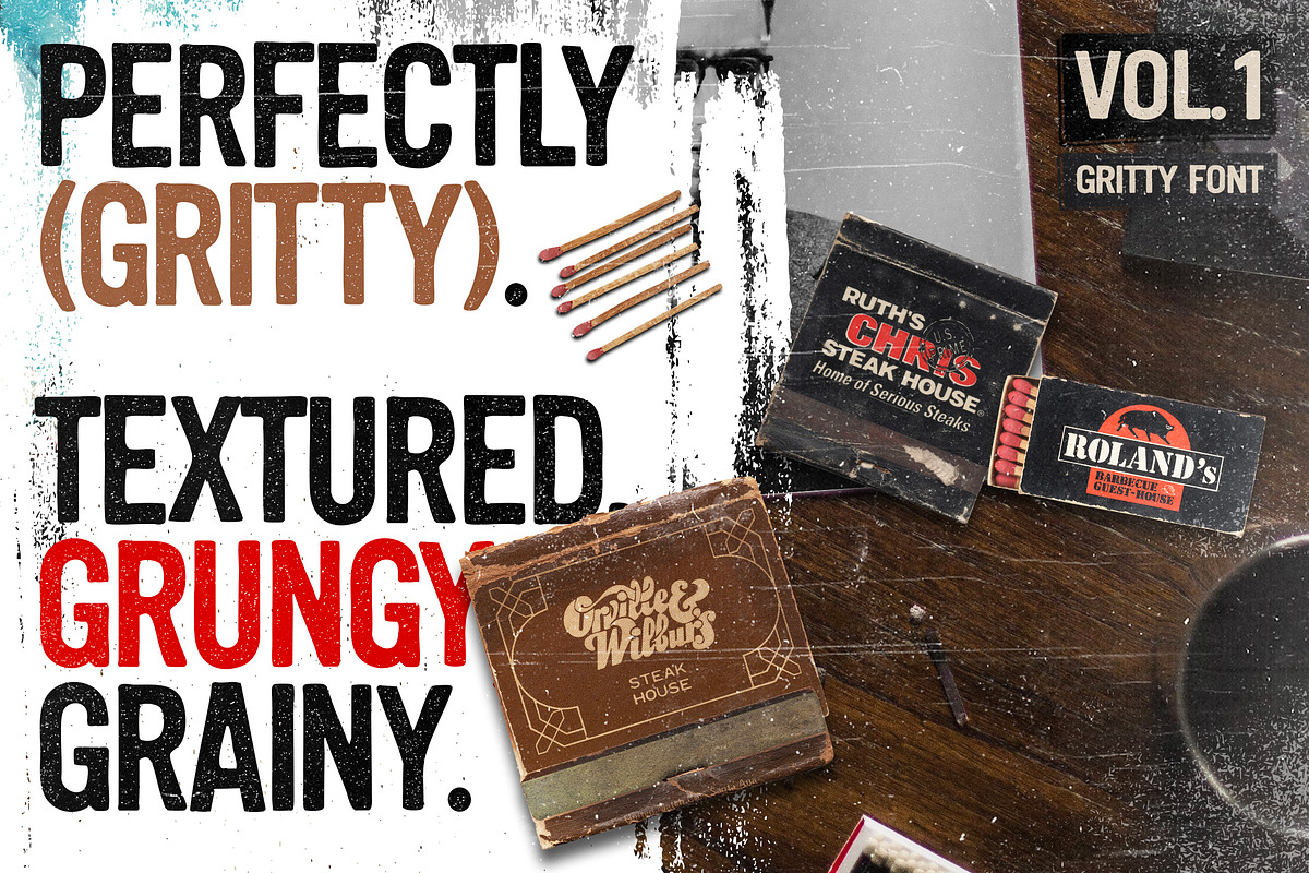 Rickshaw - Gritty Display Font, a Sans Serif Font by Layerform Design Co. (Photo 3 of 5)