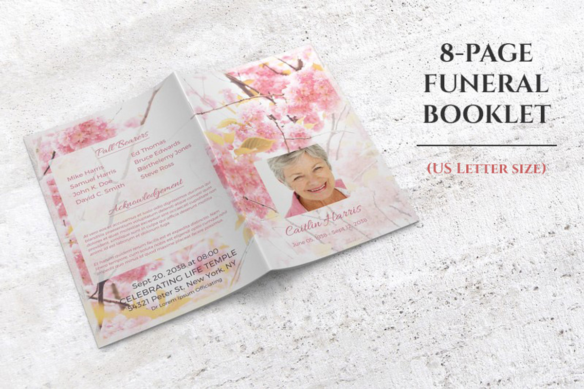 8-Page Funeral Booklet Sweet Blossom, a Brochure Template by Final Tribute (Photo 1 of 4)