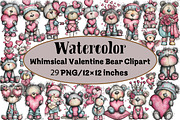 Whimsical Valentine Bear Clipart, an Illustration by Design Market (Thumbnail 1 of 3)