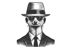 Stylish Meerkat Suit And Hat Vector