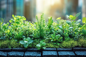 Lush green plants thriving along a c, a Photo by Tanuart