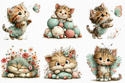 Whimsical Spring Cat Clipart PNG, an Illustration by Craft Nest (Thumbnail 4 of 12)