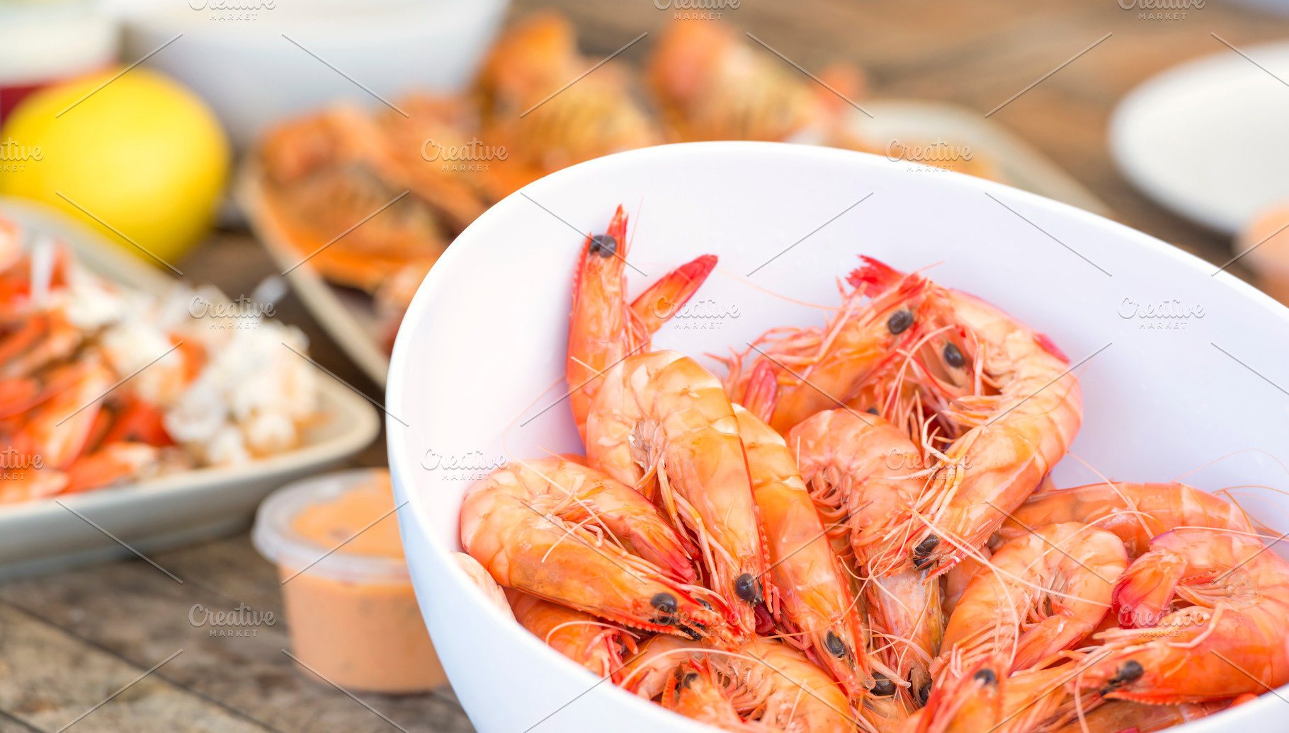 Bowl Of Fresh Prawns Or Shrimp, a Photo by THP Creative