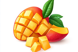 Mango with mango slices cubes with g, a Food & Drink Photo by Pixeness Studio