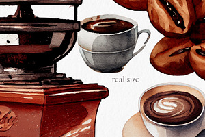 Coffee Lover Watercolor Clipart PNG