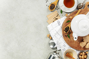Tea Preparation Scene with Natural Ingredients and Copy Space, a Food & Drink Photo by Natalia Klenova's Shop