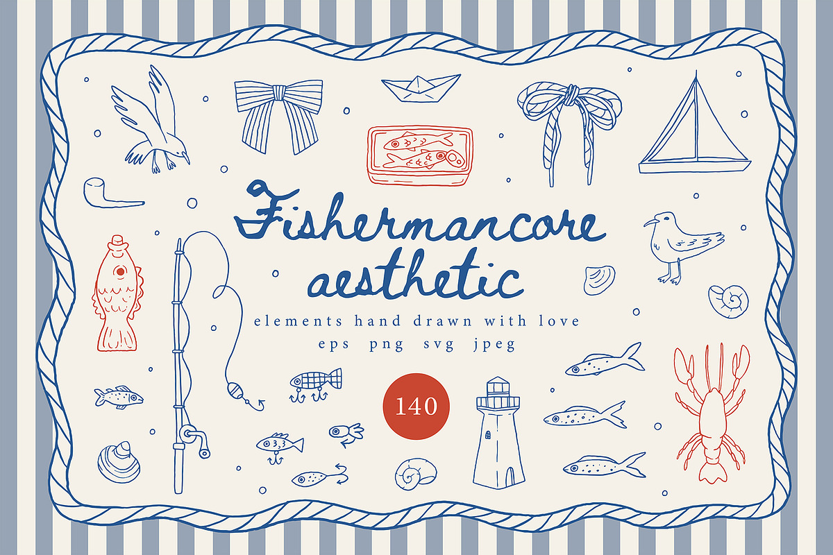 Fishermancore aesthetic illustration, a Seasonal Illustration by Cute vector (Photo 1 of 17)