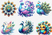 Cute Adorable Peacock Clipart, an Illustration by Black Bird Studio (Thumbnail 3 of 4)
