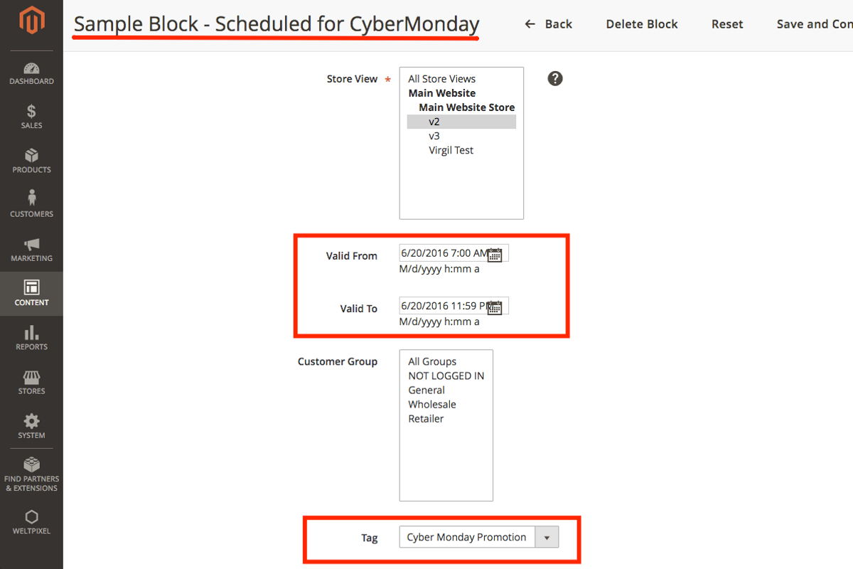 CMS Block Scheduler Magento 2, a Websites & App Template by WeltPixel (Photo 4 of 5)