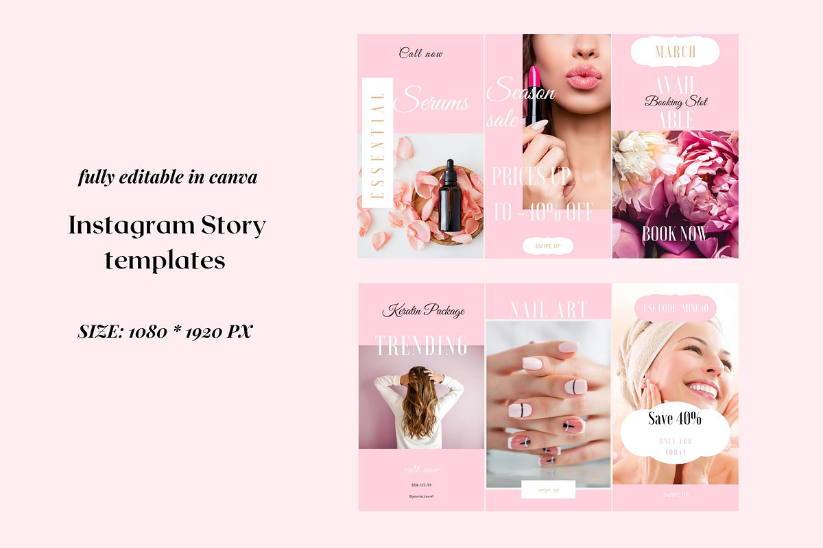 Beauty Instagram Templates Canva, a Social Media Template by Deepa Template Studio (Photo 5 of 19)