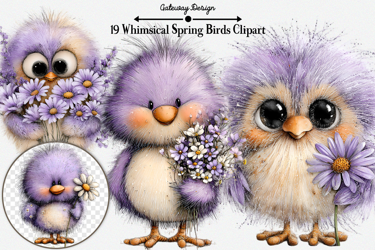 Whimsical Spring Birds Clipart Buudl, an Illustration by GatewayDesign (Photo 1 of 5)