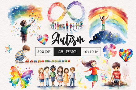 Autism Clipart Bundle, a Person Illustration by PaintPixelCo