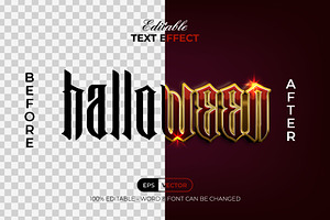 Halloween Text Effect Red Gold Style