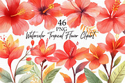 Watercolor Tropical Flower Clipart, an Illustration by Libby Wishes (Thumbnail 1 of 3)