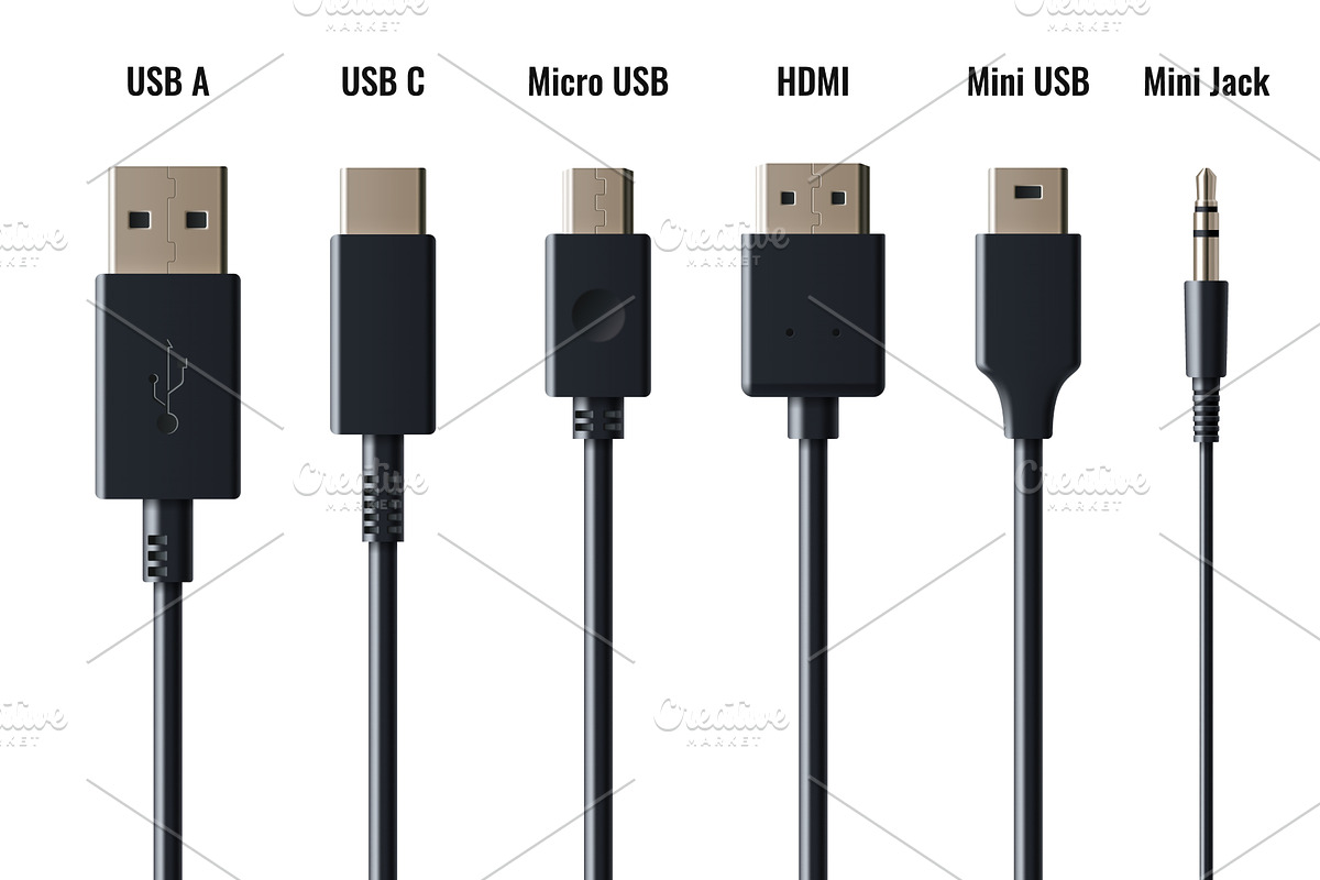 USB connector collection with, a Technology Illustration by art PVP - market