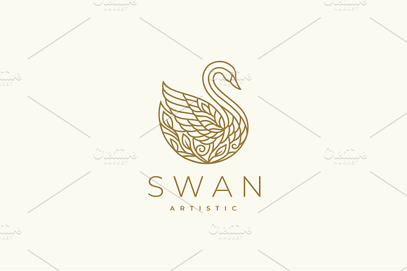 Artistic Swan Vector Logo