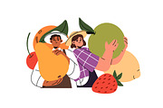 Farmers sell on local market concept, a Food Illustration by PaperTrident (Thumbnail 2 of 7)