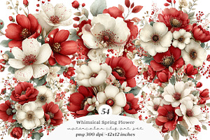 Whimsical spring flower clipart, an Illustration by SinaCreation