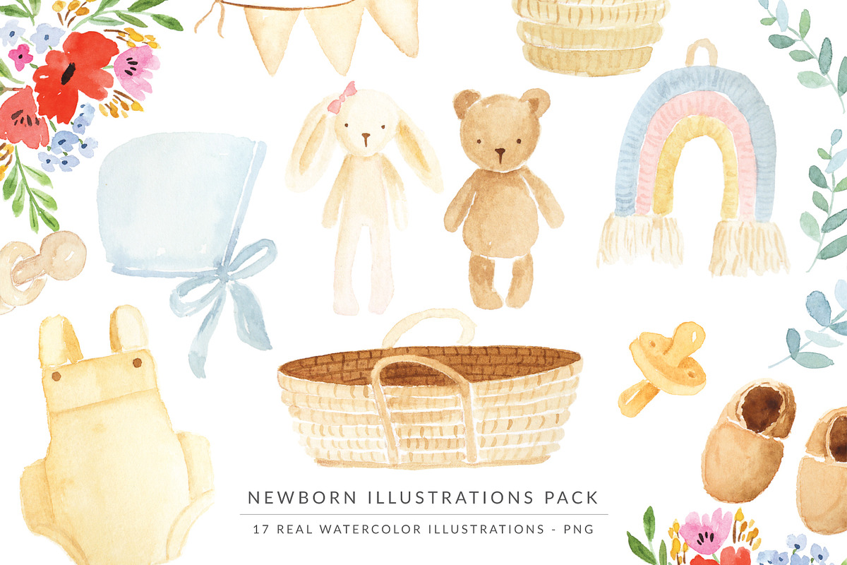 Watercolor Illustrations  - Newborn, an Animal Illustration by Creator Goodies (Photo 1 of 4)