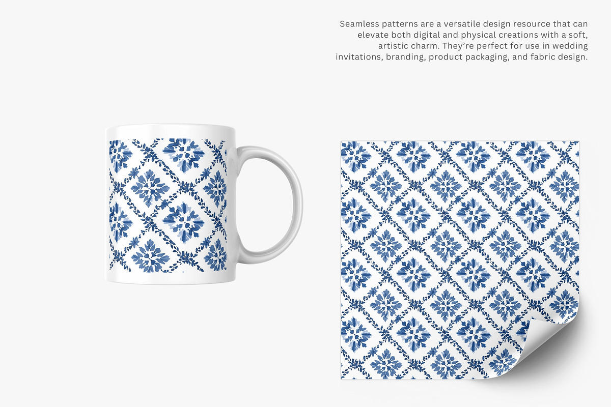 blue tile seamless pattern, a Pattern Graphic by Pink Studio Art (Photo 2 of 5)