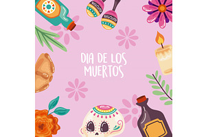 dia de los muertos lettering, an Illustration by studiogstock