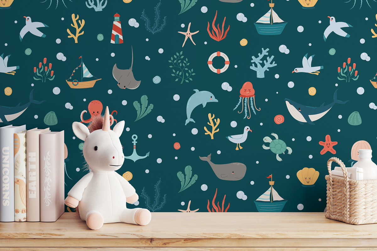 Marine Animals—2 Seamless Patterns, an Illustration by ApollinariaManko (Photo 2 of 5)