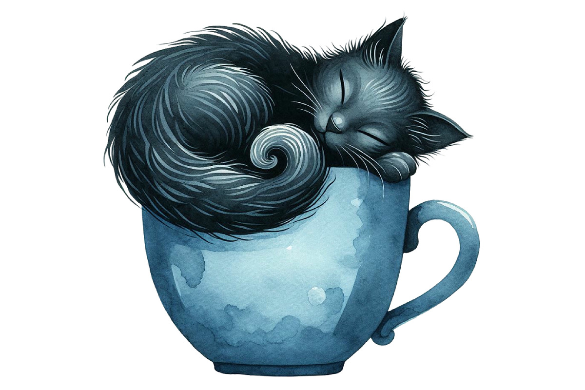 Cat Silhouette Love Coffee Clipart, an Illustration by Designking (Photo 4 of 4)
