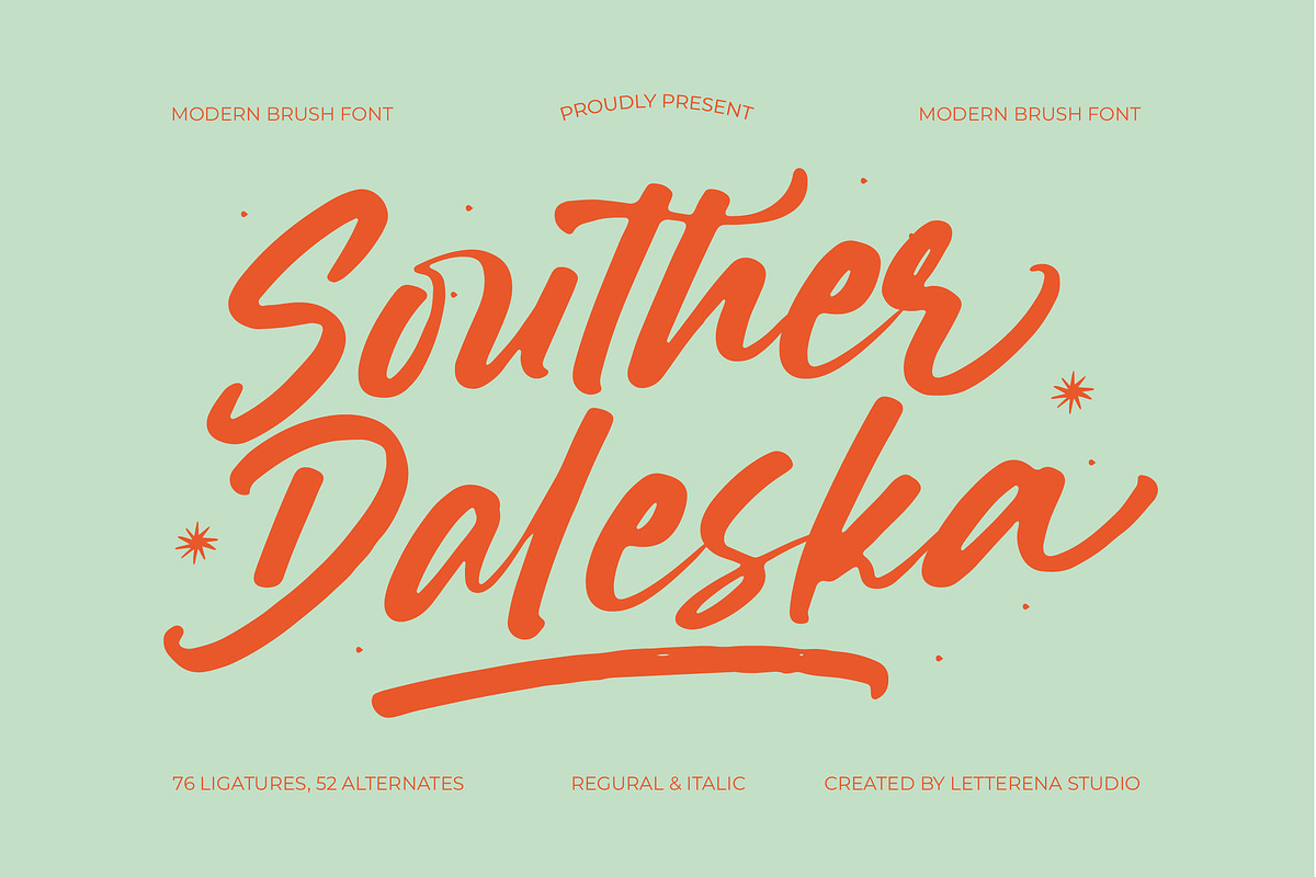 Souther Daleska Modern Brush Font, a Script Font by Letterena Studios Script (Photo 1 of 15)