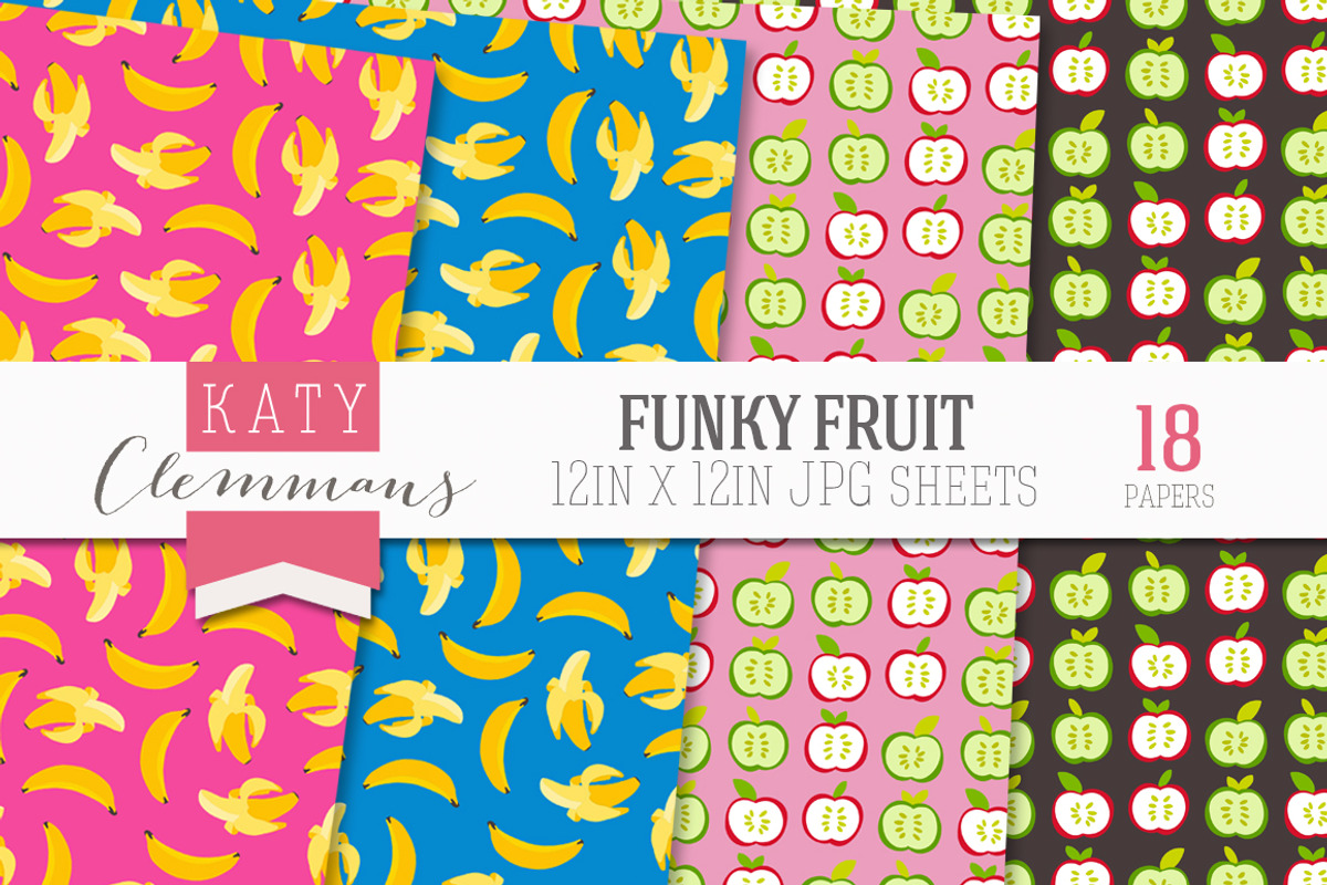 Funky Fruit digital paper pack, a Pattern Graphic by Katy Clemmans (Photo 4 of 5)