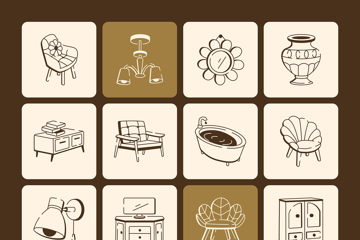 Furniture Doodle Icon Set, an Outline Icon by Vectors Market (Photo 7 of 8)