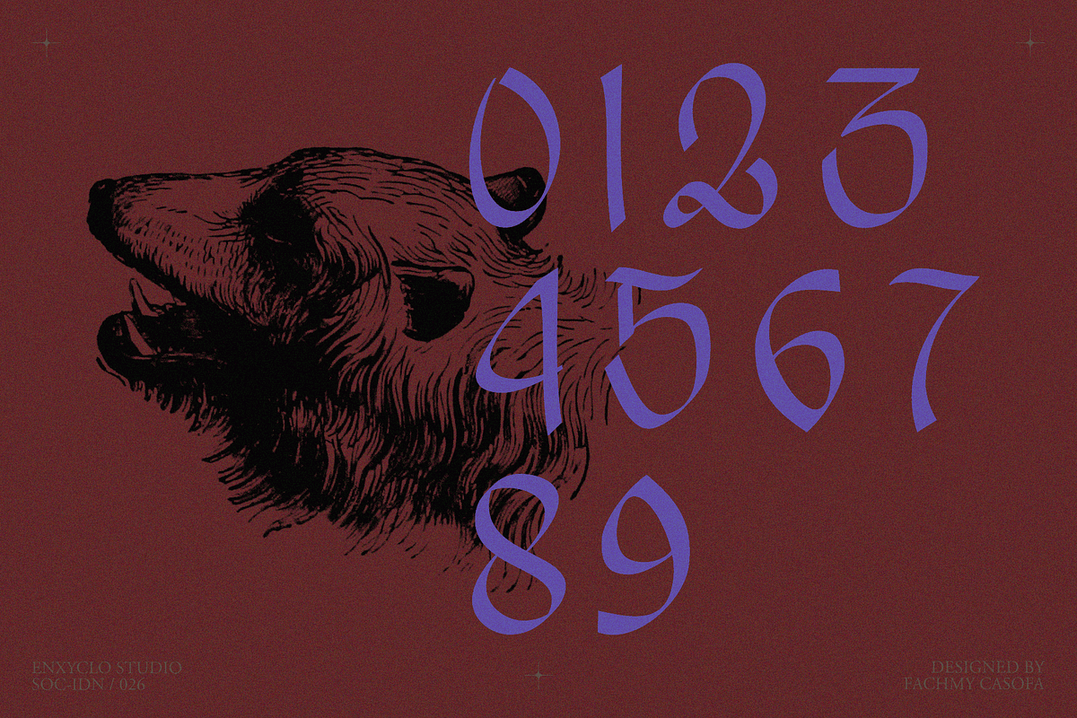 Emxage Aldsyb — Blackletter Font, a Blackletter Font by Enxyclo Studio (Photo 15 of 18)