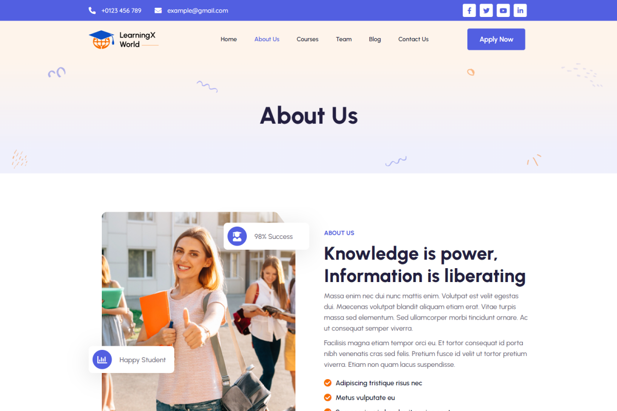 LearningX World Elementor Kit, a WordPress Template by Techeshta Solutions (Photo 3 of 6)