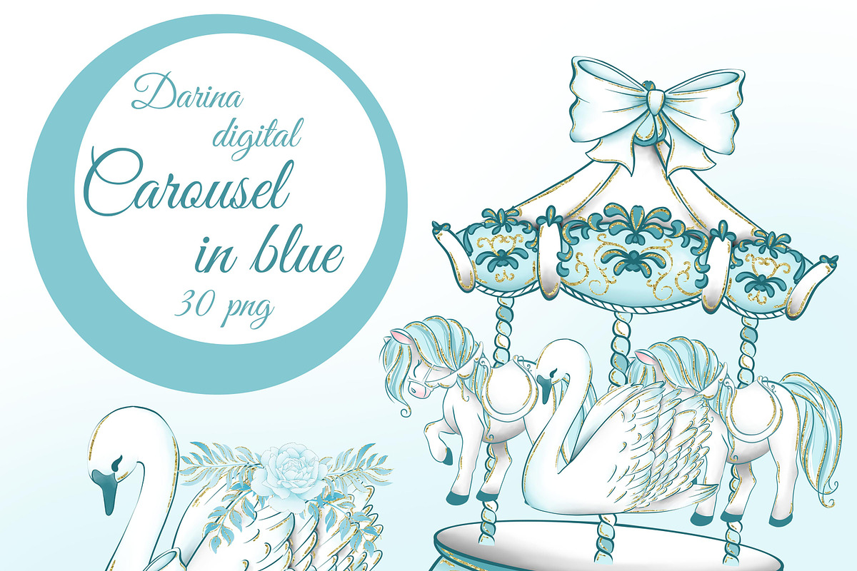 Carousel in blue, an Illustration by DarinaDigital (Photo 1 of 4)