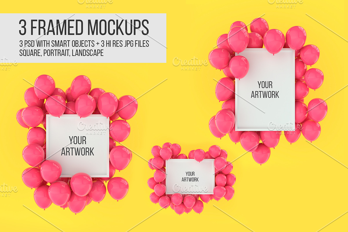 Festive Mockups with Balloons, a Print Template by Aedon Design (Photo 1 of 5)