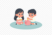 Kids Saving Coin Piggy Bank Flat, a Person Illustration by Partikusi Design (Thumbnail 3 of 3)
