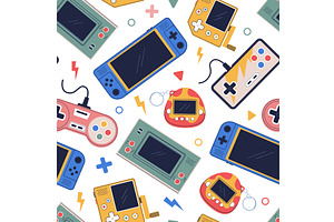 Videogame Seamless Pattern. Retro