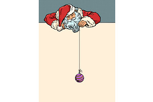 Pop Art Retro Santa Claus holding a, an Illustration by studiostoks