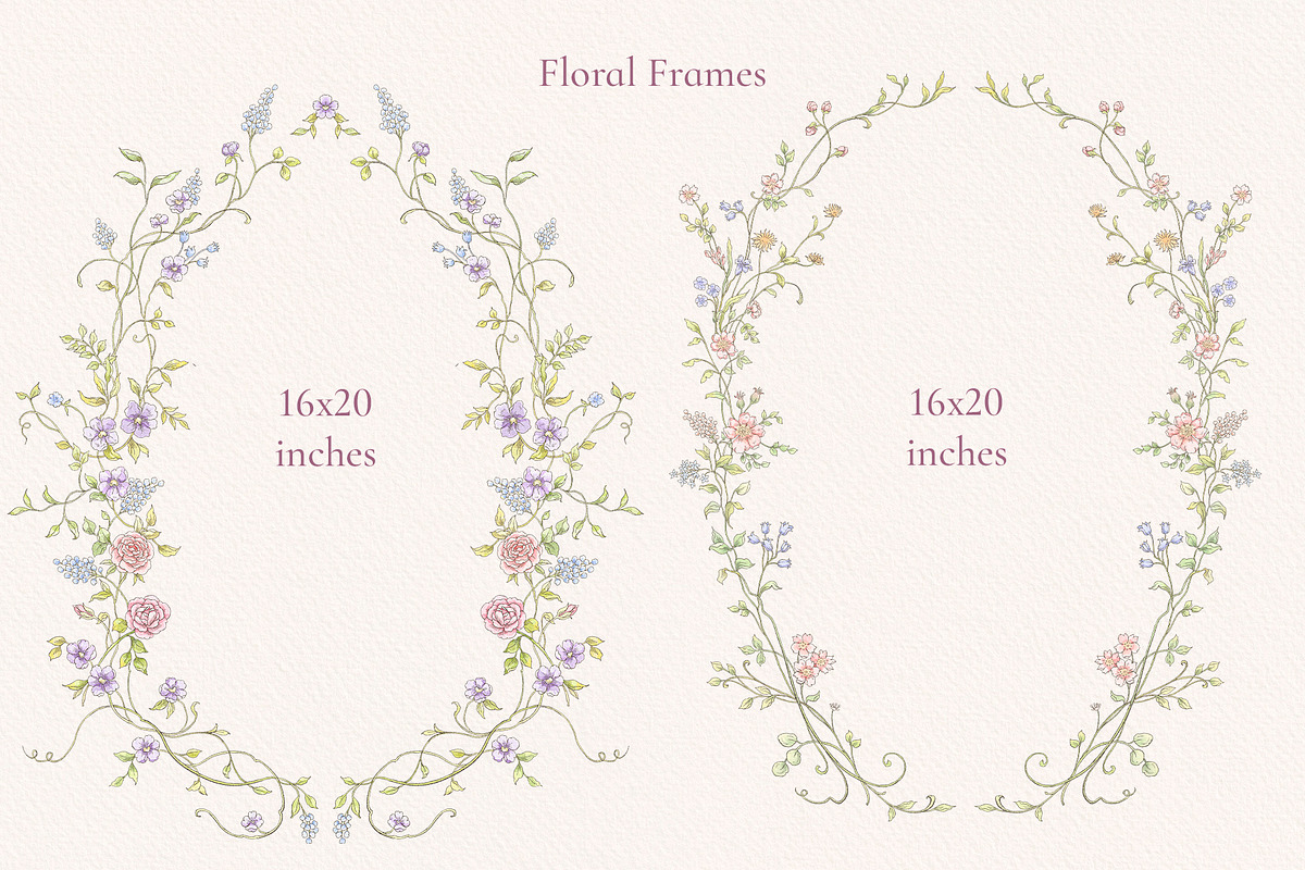 Meadow Whispers png watercolor frame, a Decorative Illustration by Ekaproeka (Photo 3 of 8)