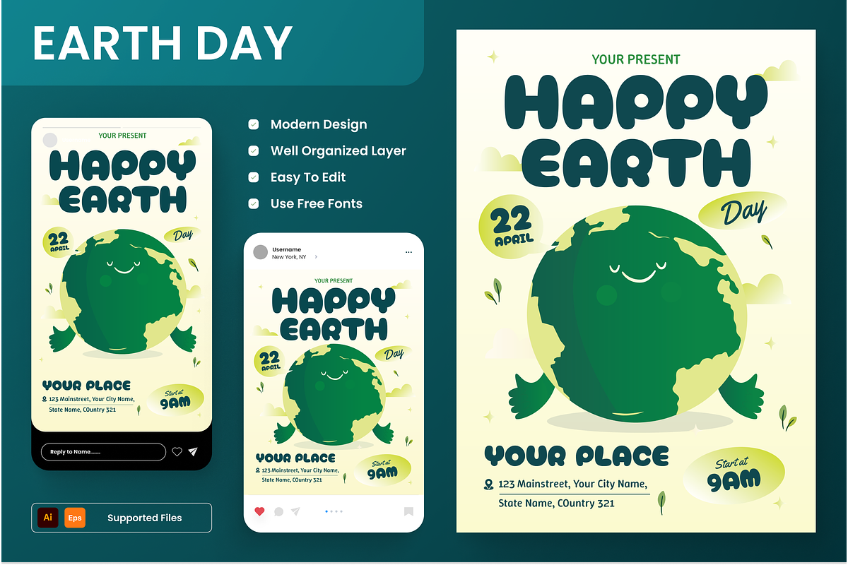 Happy Earth Day Flyer Set, a Flyer Template by Annora Studio (Photo 1 of 6)