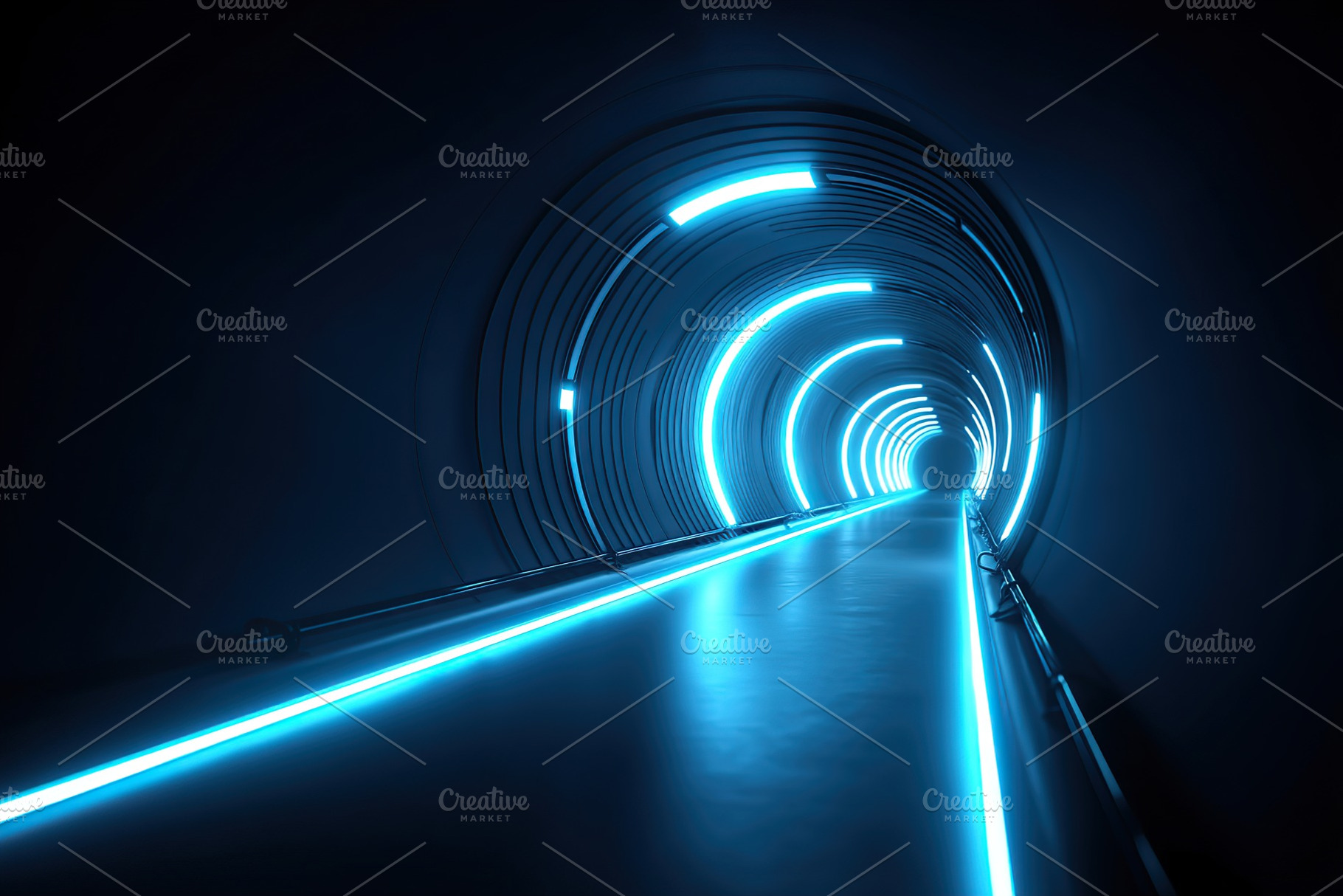 Futuristic tunnel illuminated by neon rays inviting exploration and creativity, a Background Photo by AlyaAnd