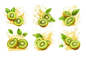 Juicy kiwi fruit fresh slices, a Food Illustration by Onyx