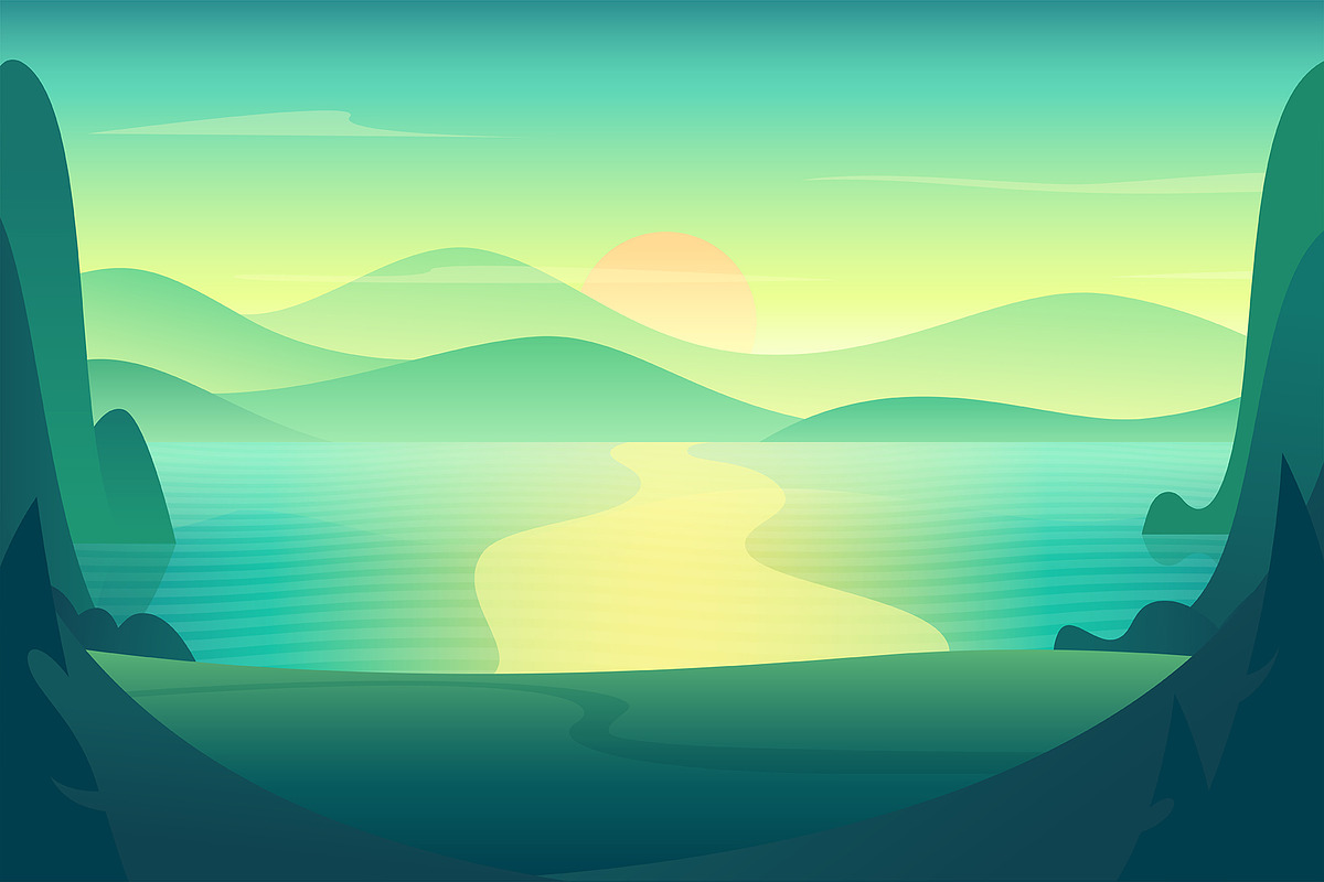 %SALE% -Stylized vector landscapes, a Wallpaper Graphic by VectorVision (Photo 7 of 7)