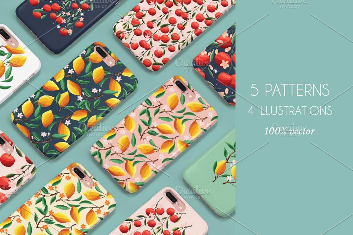 Fruit Patterns VECTOR, a Pattern Graphic by Blue Lela Design (Photo 2 of 6)