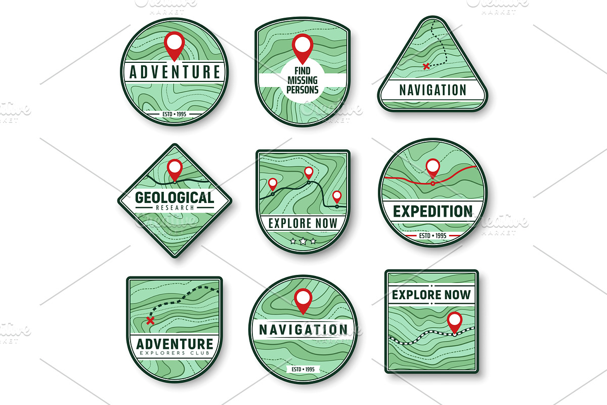 Topography, navigation icons, an Illustration by Vector Tradition