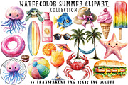 Watercolor Summer Clipart, an Illustration by OK Design (Thumbnail 1 of 6)