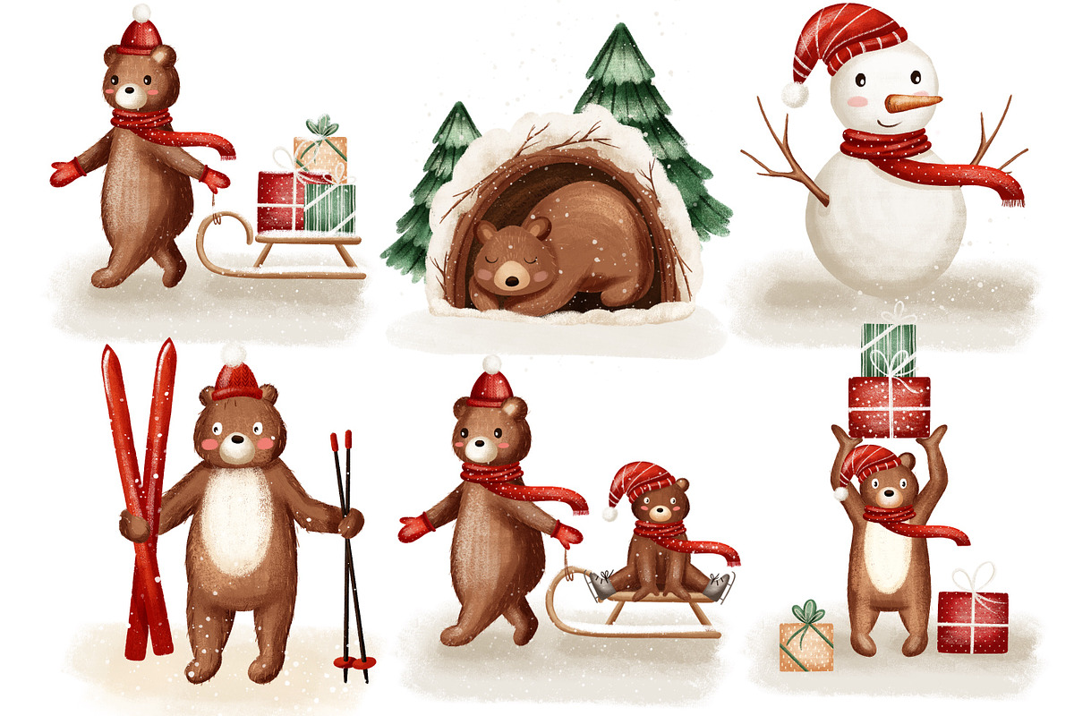 Christmas Taddy Bear. Illustration, an Animal 3D Model by Linerisyart (Photo 4 of 16)