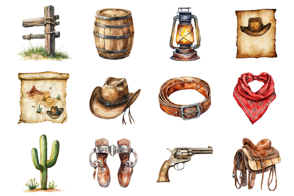 Western Cowboy Clipart, an Illustration by Design Market (Photo 2 of 3)